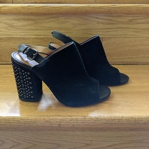 Coach open toe heels with stud detail